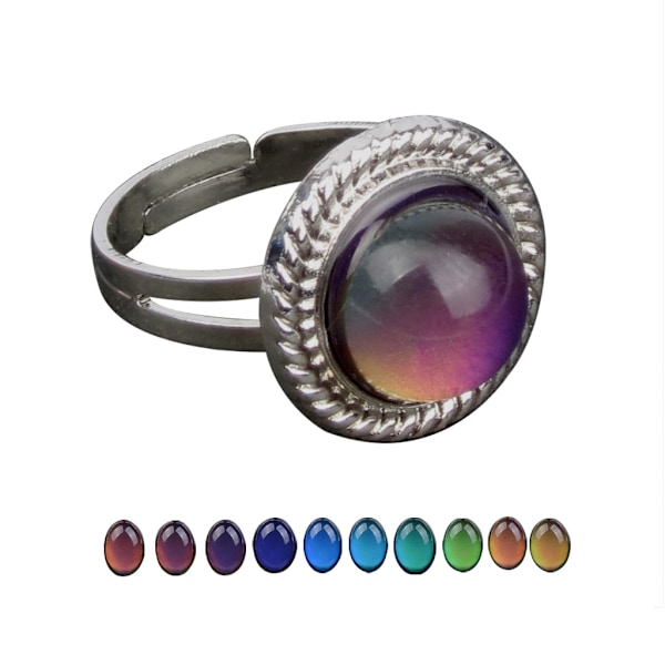 9 st Mood Ringar i Justerbar Storlek Original Oval Färgväxlande Ring