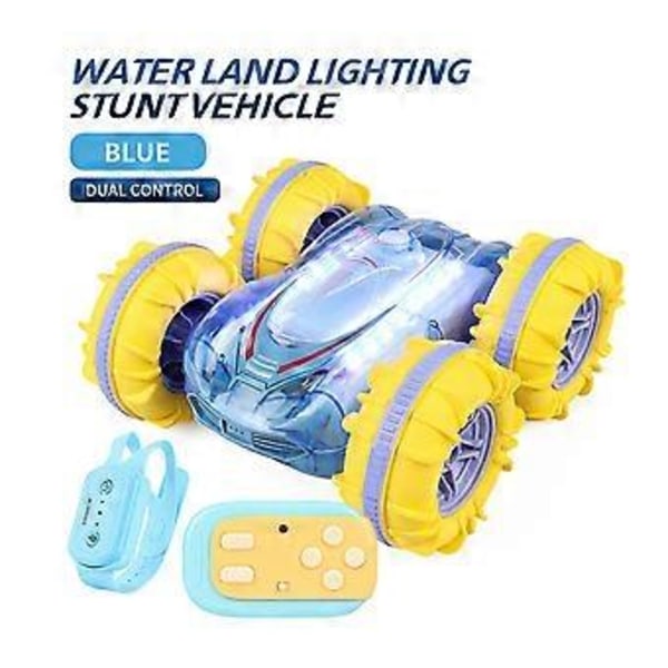 2.4G RC Stuntbil Transparent Ljus Amfibiefordon Dubbelsidig Stunt RC Bil Geststyrning Rullande Gr
