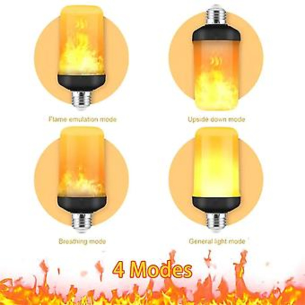 Emuleringslampa med dynamisk flammeffekt, AC85V-265V, för hemmet, E26 B22 E27, kreativ flimmer LED-lampa (Gult ljus E26)