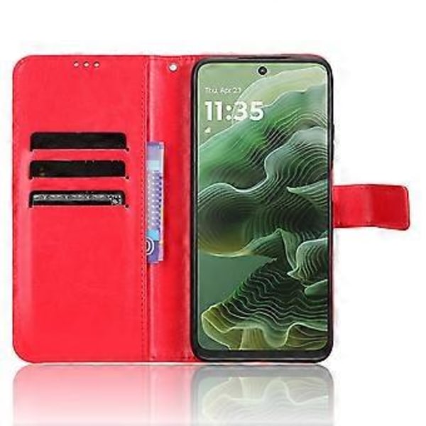 För Motorola Moto G35 5G Fodral Crazy Horse Textur PU Läder Plånboksfodral (Stil C)