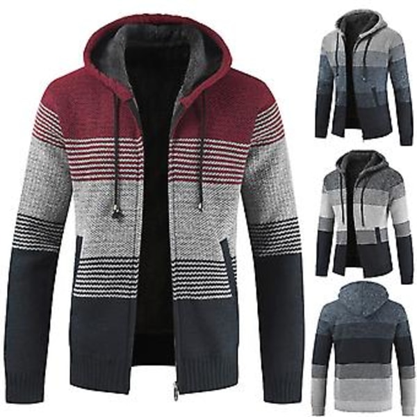 Fianao Jacka Lättviktsrandig Färgblock Herr Hoodie för Löpning (Röd)