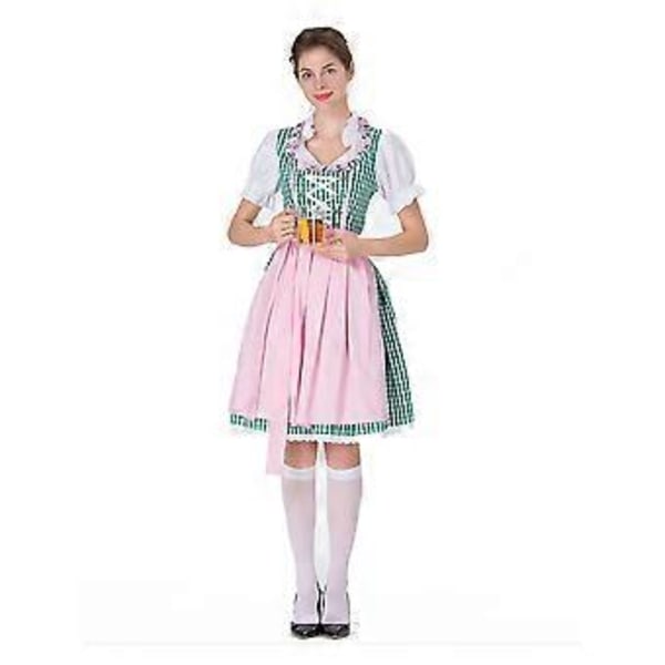UUSI Päivitys Naisten Oktoberfest-asu Saksalainen Dirndl-mekko Baijerilainen Karnevaalijuhla-asu (S Vihreä)