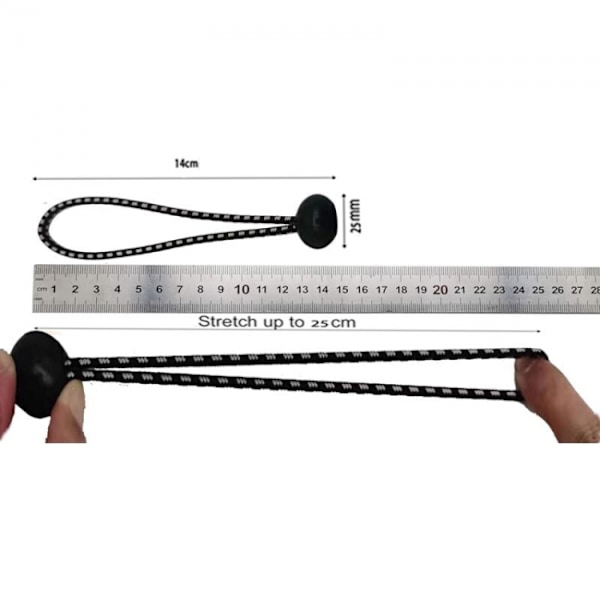 25 ammattimaista kumivenytinpalloa (musta 150 mm)