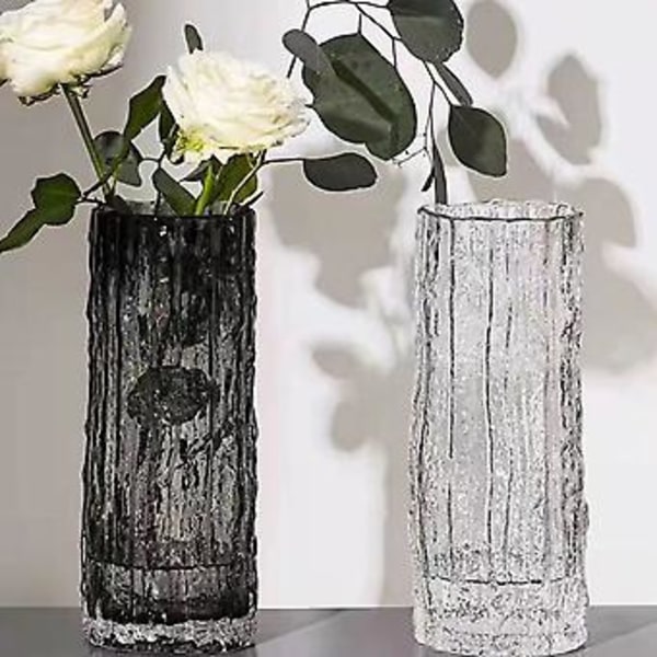 Ekstremt Frossen Gletsjer Sten Vase Glas Klar Ind Vind Arrangement Blomst Rose Blomst Bord Dekoration(S Sort)