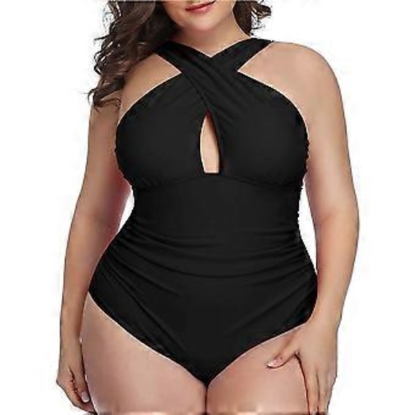 Dame Front Cross Plus Size Heldragt Badedragter Mavekontrol Keyhole Badetøj Svømmetøj (style1328)