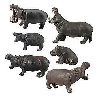 6x Flodhest Figurer Skrivebordsdekor Statue for Barn Bursdagsgave