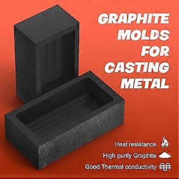 Grafitgötform Gjutverktyg, Form För Smältning Gjutning Raffinering Återvinning Aluminium Koppar Silver Guld 12,7x8,1x4,1cm