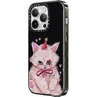 Kompakt etui til iPhone 15 Pro [2x Militær Grade Drop Testet / 4ft Drop Beskyttelse] - Clown Kitty - Klar Sort
