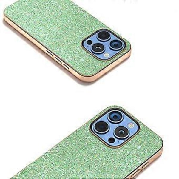 For iPhone 16 Pro Max Deksel Elektroplettert Telefondeksel Farget Glitterdesign PU+TPU Beskyttelsesdeksel (Stil G)