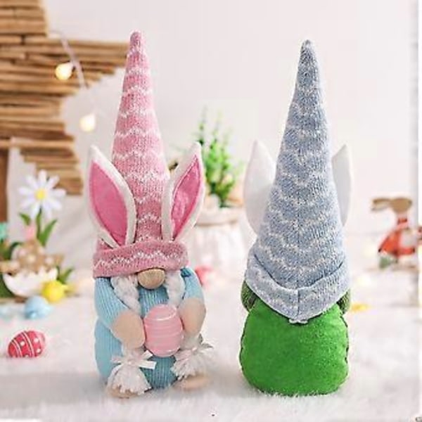 Påskdvärgdocka Dekoration Tomte Kanin Ornament Kanin Docka för Vårgåva (C)