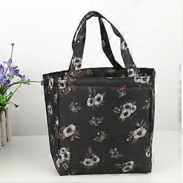 Portabel Termiskt Isolerad Blommig Lunchväska Picknick Ryggsäck Förvaring Behållare Bento Case
