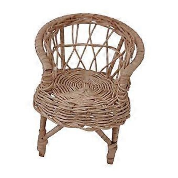 1/12 Dukkehus Rattan Stol Miniature Model Dekoration Realistisk Tilbehør Mini Havestol til Sceneindretning Fint Håndværk (10.5cmx11cm)