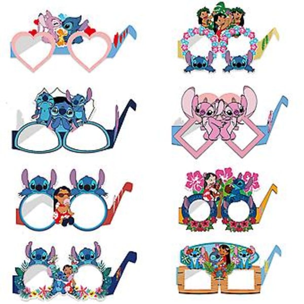 Lilo & Stitch Funny Party Glasses Supplies Decor Photo Booth Props Birthday Wedding Selfie Photography Party Favors(16Pcs )