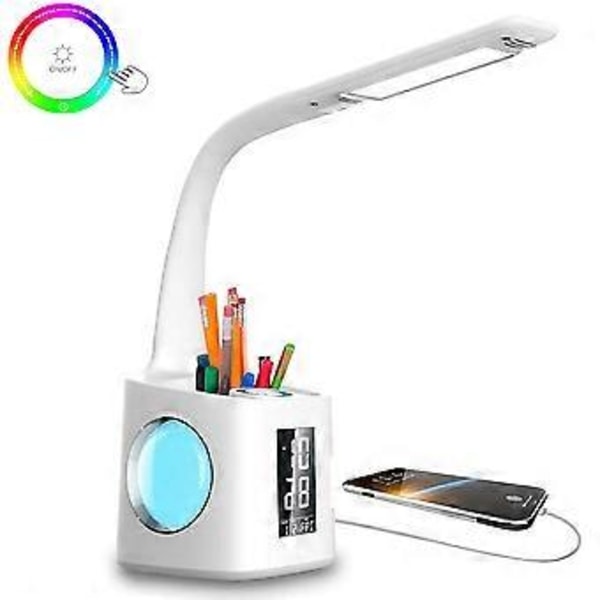 Rgb Ambient Lampa Med Flexibel 360° Svanhals, Led Skrivbordslampa För Sängläsning, Touch-Känslig Dimmer Med 256 Färgvariationer