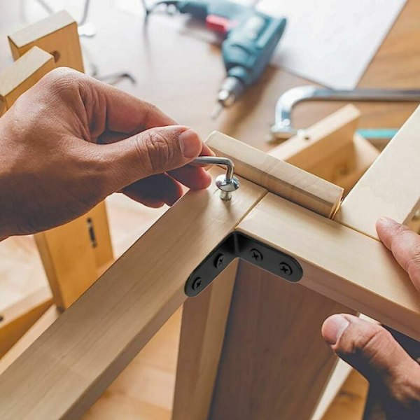 20 st svarta fästkonsoler rätvinklig konsol L-formad metall
