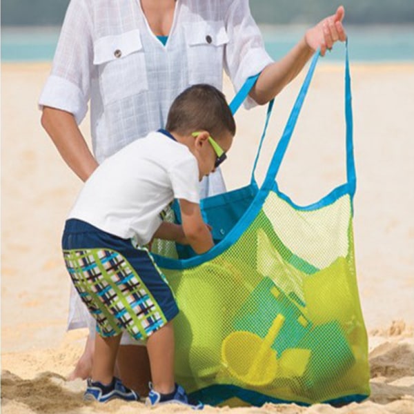 Mesh Strandleketøy Bag Toy Oppbevaringsnett for Bære Leker og Håndklær T