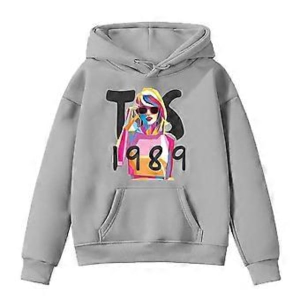 Barn Flickor Taylor Swift 1989 Tryckt Sweatshirt Casual Långärmad Huvtröja Pullover Huvtröja Hoody (7-8 År Grå)