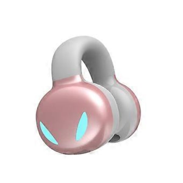 Bluetooth headset opgraderet version clip-on øre stereo ekstern lyd skader ikke øret business sportsmodeller løbevolumen (Pink)