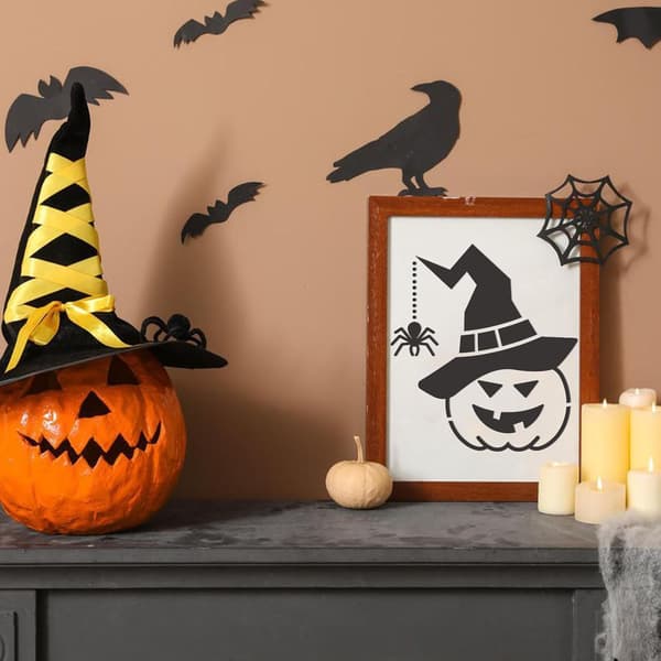 Halloween-ontelomaalaussablonit Kurpitsa-aave-hämähäkki DIY-käsimaalausspraygraffitisablonisetti