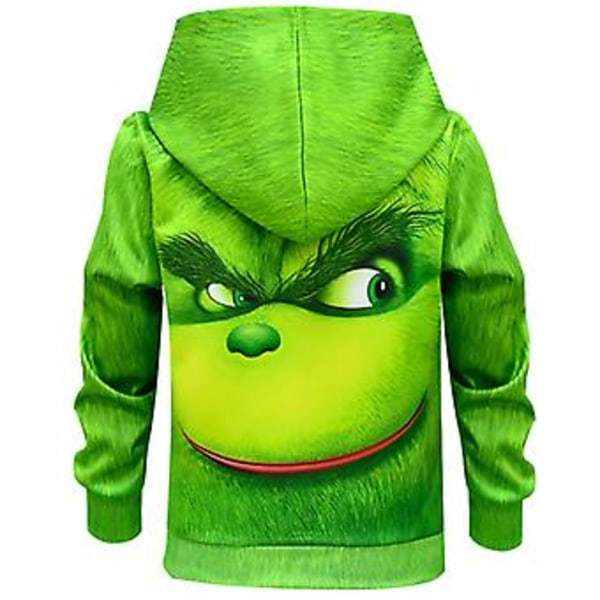 Børne Drenge Jule Grinchen 3D Printet Hoodies Hættetrøje Trøje Topper (8-9 År)