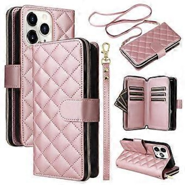 Til iPhone 11 Pro Etui Rhombus PU Læder Flip Telefon Cover Lynlås Pung (Style C)