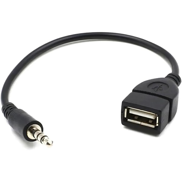 2 kpl USB-liitäntäkaapeli, auton Aux-porttiadapterin johto, 3,5 mm uros - USB