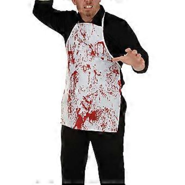 Blodig Förkläde Halloween Förkläde Skräck Köttstyckare Kock Kök Kock Förkläde för Vuxen Kostymfest (Röd)