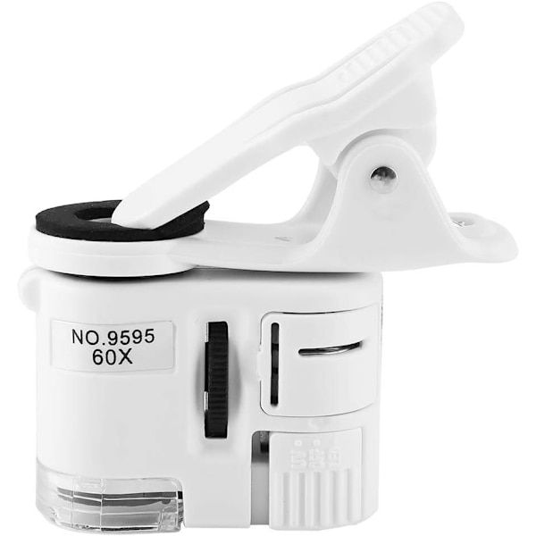 Telefonmikroskop, 9595W 60X håndholdt mobil forstørrelsesglas LED