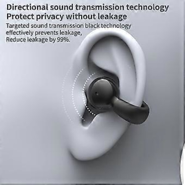 Bluetooth headset oppgradert versjon klips øre stereo ekstern lyd skader ikke øret business sportsmodeller løpevolum (Hvit)