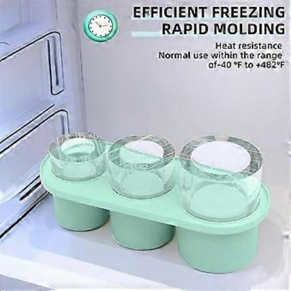 Silikon Isbitform med Lokk for 20-40 Oz Tumblere, 3 Hul Sylinder Isbitformer for Krus, Gjenbrukbar Stor Gul