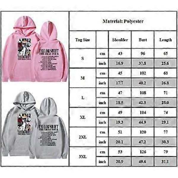 Taylor Swift The Best Tour Fans Par Hoodies Langærmet Trykt Hættetrøje Efterårssweatshirt (L Pink)