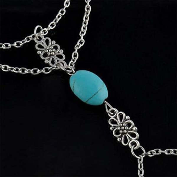Finger Ring Armband Delikat Silver Flower Harness Bangle Kedja Vardag Armband Smycken Present till Kvinnor