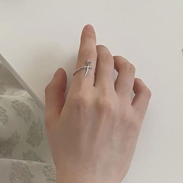 Rose ring, S925 sterlingsølv åben pegefinger ring, personlig ring