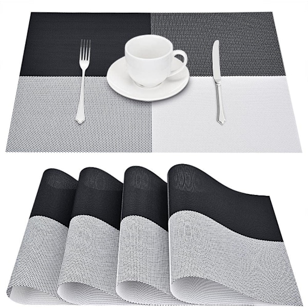 Placemats Set of 4, Heat-Resistant Woven Vinyl Placemat, Non-Slip Washable PVC Table Mat, Easy to Clean Premium Plastic