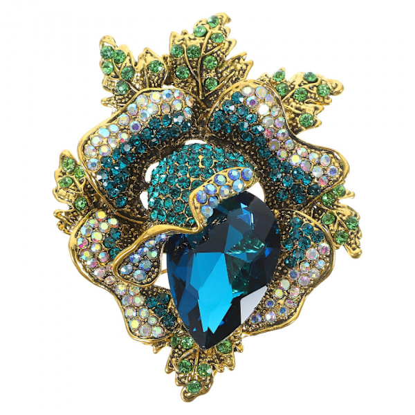 Blomster Brosche Pin Rhinestone Pin Dame Mode Smykker Bling Flow