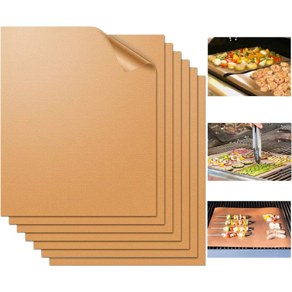 (7 kpl) (Kupari)Grillimatot ulkogrilliin, 7 kpl kuparigrillimattosetti, tarttumaton PFOA-vapaa 15,75 x 13\", raskas, Res