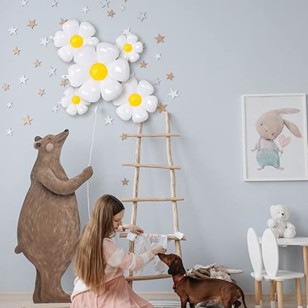 Daisy Ballon Sæt, Hvide Blomster Balloner Aluminium Film Ballon Sød Foto