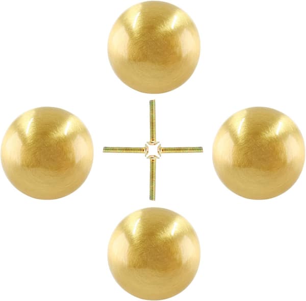 4-pakning solide messing minirunde knotter, 1/2 tomme diameter messinghåndtak