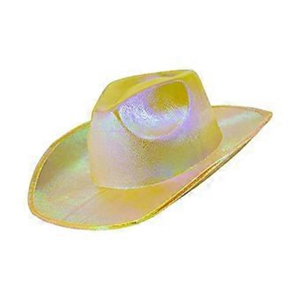 Cowboy-juhlahattu Kiiltävät Hauskat Hatut Cowgirl-hattu Rave-lippikset Karnevaaliin Disko Valkoinen (Keltainen)