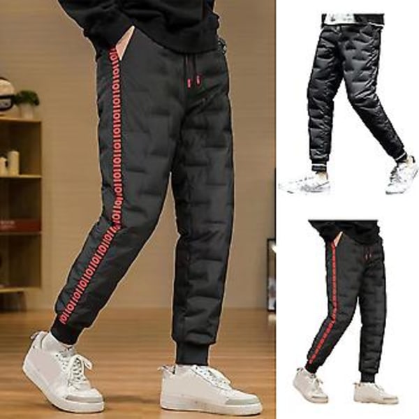 Syksy-talvi alaspuvut Joustava vyötärö Naru Kiinteä väri Paksuuntunut Lämmin housut Tuulenpitävä Lumi Lämmin Puuvillahousut (3XL Punainen Musta)