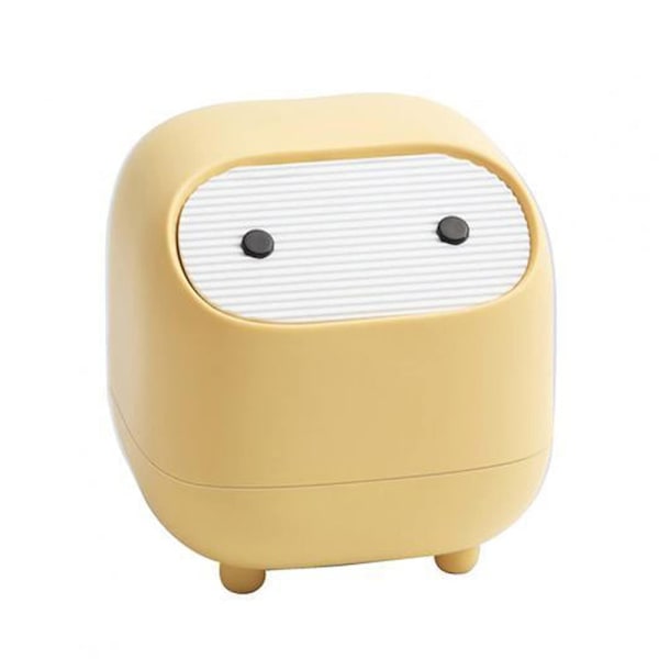 Small Waste Bin, Cute Ninja Press Desk Bin With Lid