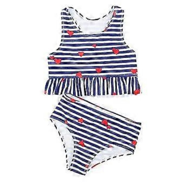 Badkläder Barn Baddräkt Delad Flickor Koreansk Stil Randig Snabbtorkande Söta Flickor Hög Midja Bikini Flera Storlekar Tillgängliga (14)