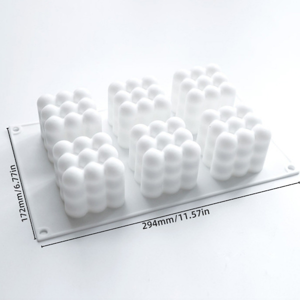 6 i 1 Ljus Silikonform 3D Magisk Bubbla Kub Boll Hartsform