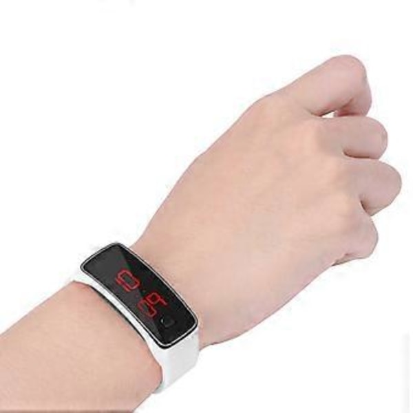 LED Ur Sports Silikonerem Digitalt 12-Timers Urskive Elektronisk Display Armbåndsur