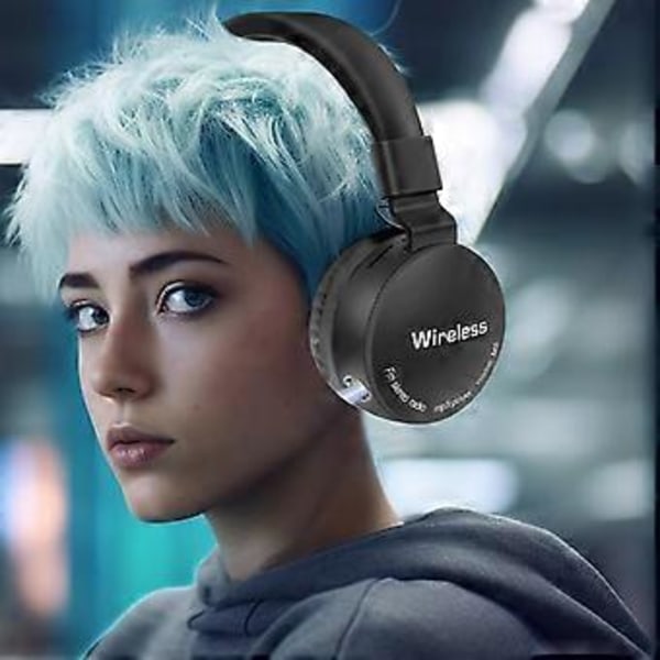 Trådløse Bluetooth-hodetelefoner Over Øret Med Lys Og Mikrofon 8 Timer Brukstid Sammenleggbart Headset (Svart)
