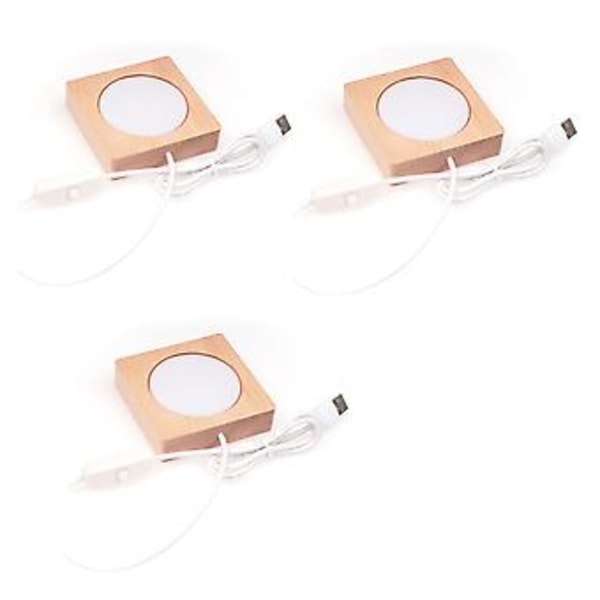 LED Trælampeholder til 2D/3D Krystalhåndværk - USB Multifunktionel Kvadratisk Lysbase (10)