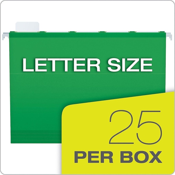 Ready-tab Reinforced Hanging File Folders, Letter Size, Bright Green, 5 Tab, 25/bx (42626)