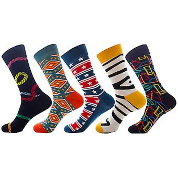 Mens Combed Cotton Stripe Long Socks Hip Hop Woman Socks Harajuku Plaid Diamond Socks Funny Business Gifts For Man 5 Pair-z15,eur Size 37-46 ( a7)