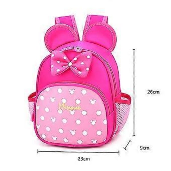 Disney Minnie Mouse 3D Ryggsäck för Barn Småbarn Pojkar Flickor Söt Tecknad Ryggsäck Rese Skolväska Förskola Bokväska Rucksack Gåvor (Rosröd)