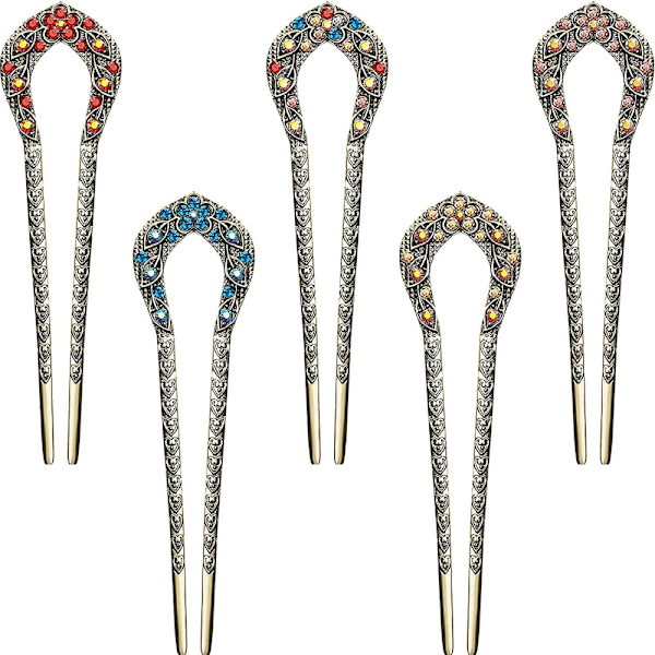 5 kappaletta ranskalaisia hiusneuloja Vintage hiuspiikit Metalli U-muotoinen Chignon-neula Do